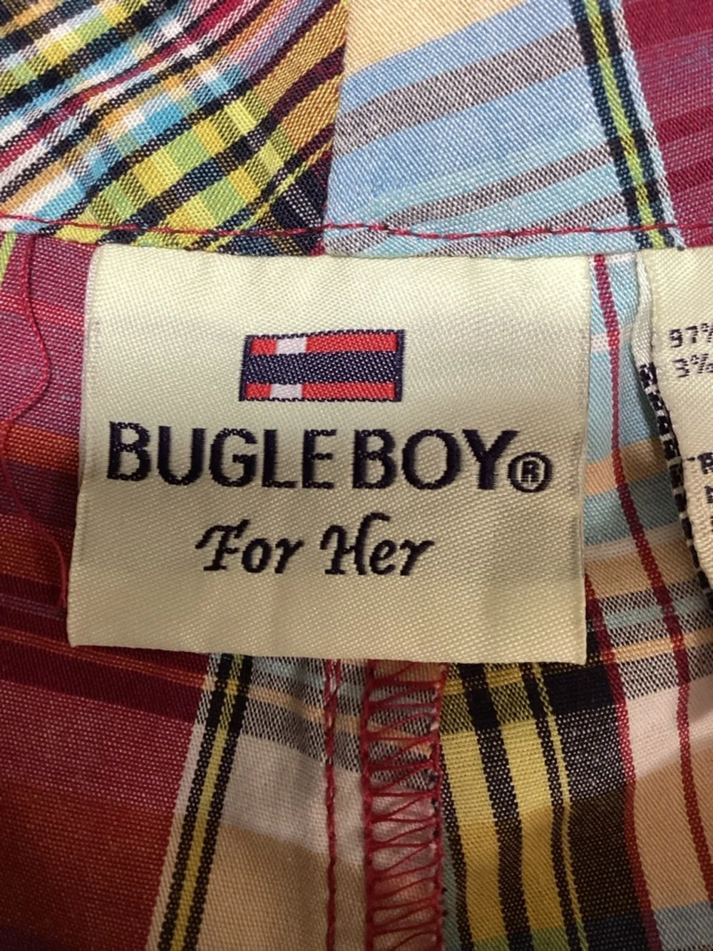 Y2K Bugle Boy Red Plaid Cotton Blend Low Rise Shorts